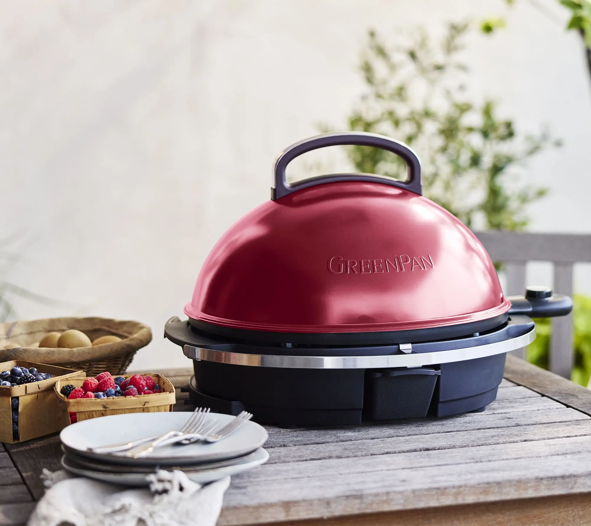 GreenPan 2-in-1 Portable Indoor/Outdoor Electric Grill w/Griddle Plate