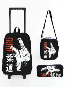 17-inch Wheeled Backpack 3-Piece Set with Judo Pattern Print
