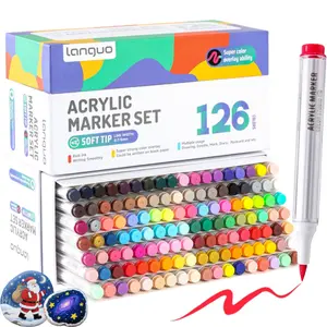 36/54/72/126 Color Acrylic Paint Pens, Soft Brush Tip Acrylic Paint Markers, Permanent Markers for Canvas, Rock Painting, Wood, Stone, Glass, Ceramic, Fabric Painting, DIY Crafts, Coloring Book Markers