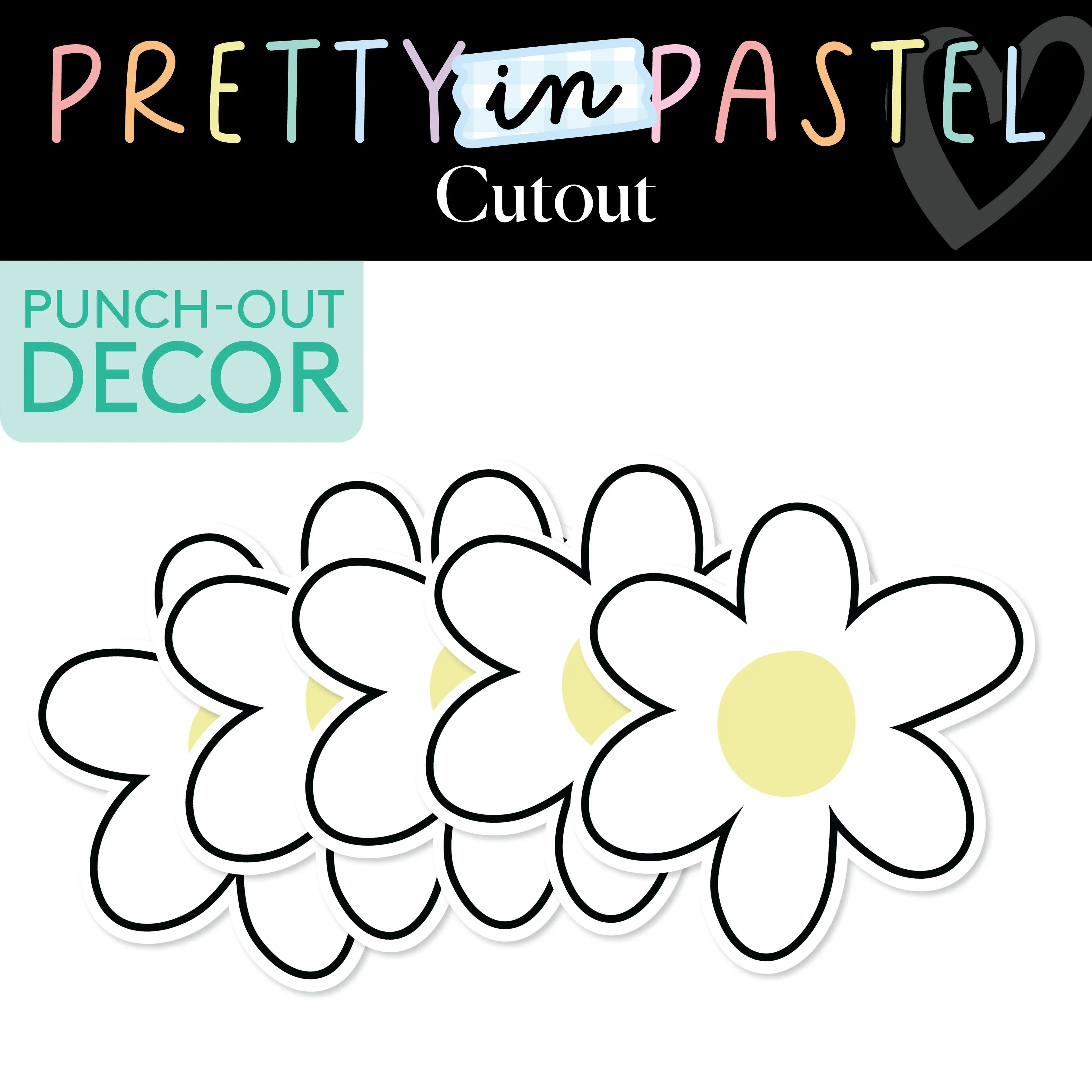 Pastel Daisy Bulletin Board Cutouts | Pretty in Pastel