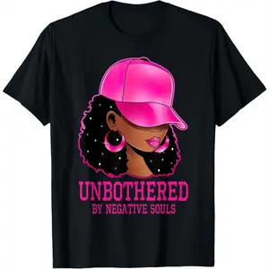 100%cotton African American Afro Queen Sassy Black Woman Unbothered T-Shirt