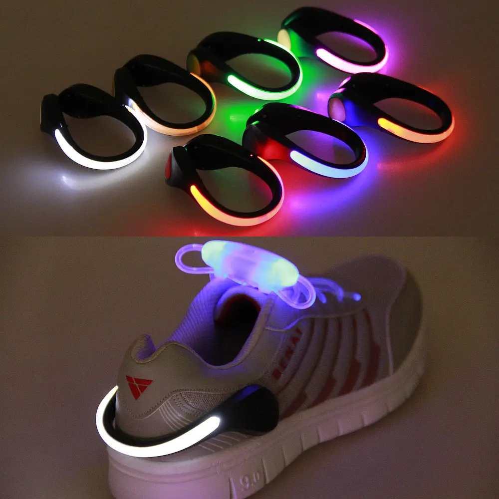 Night sports expert LED flash running luminous shoe clip Night running cycling warning light Outdoor products