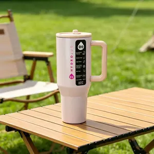 HydroJug 40 oz Traveler Classic Pink Printed Travel Cup, equipped with three-layer wall insulation layer, flip-top straw lid, all-weather hydration portable thermos flask, cupware, printed beverage bottle, bottled water container