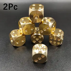 2pcs Elegant Brass Dice Carved Board Game, Perfect for Bar Games, High-Quality Craftsmanship, Ideal for Entertainment and Gaming Enthusiasts