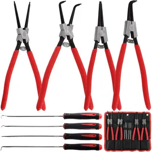 8 Pcs 13" Internal External Snap Ring Pliers Set and Precision Hooks with Storage Bag, Heavy Duty Circlip Pliers Kit with Jaw for Removing Ring Hose