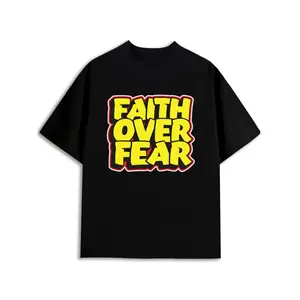 Faith Over Fear Bold Tee for men Christianity t shirts black 180G 100% Cotton perfect for summer outdoor activities and leisure wear For summer Casual Daily Wear church costumes pamuk perfect choice for daily wear