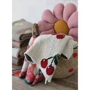 Cotton Knit Flower Pillow