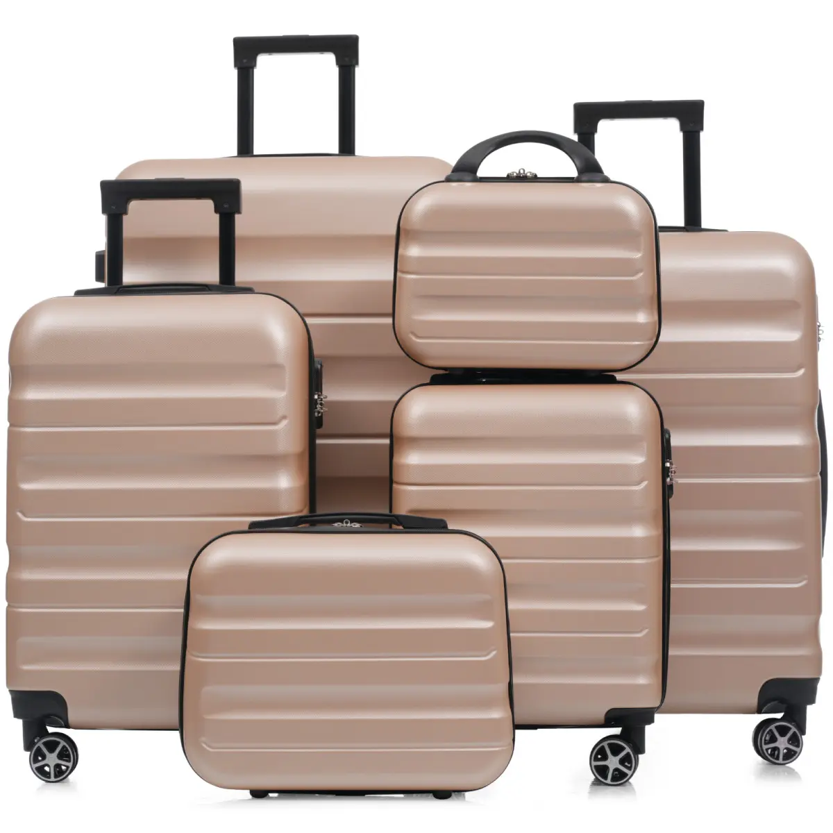 6-Piece Sturdy ABS Hardshell Luggage Set - Spinner Wheels, TSA-Proof Lock, Lightweight Durable Travel Bundle, Lock Luggage Set for Travel Use, Sturdy Abs Luggage