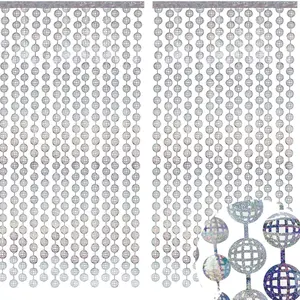 2 Piece Disco Curtain Decorations for Party Background, Perfect for Birthday and Graduation Celebration, Party Decor Accessories Reflective