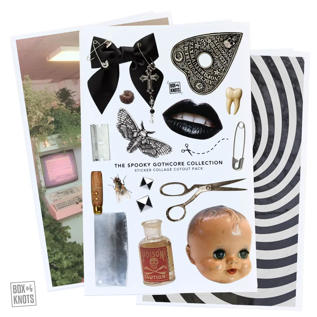 The Spooky Gothcore Collection | Goth | Horror | Halloween | DIY Collage Cutout Journal Kit | Full Sheet Sticker Adhesive | Scrapbooking | Journal Stickers | Matte | Decorative Junk Journaling Decor