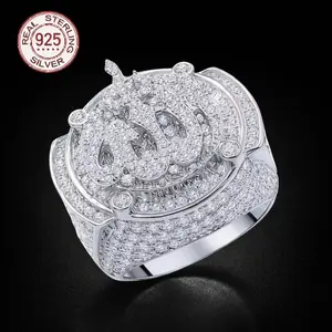 14K White Gold Plated Over 925 Sterling Silver Ring Allah God Muslim Islamic