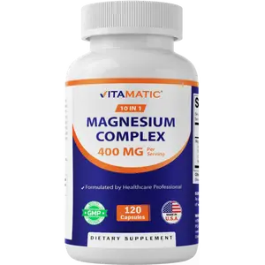 Vitamatic Magnesium Complex 400mg Elemental MG 10-in-1 Formulation 120 Capsules GMP Certified Healthcare Supplement