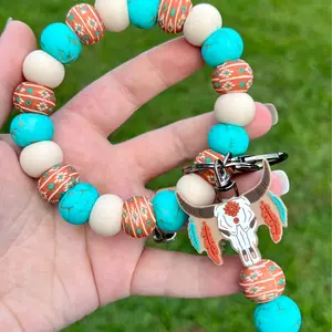 Feathered Skull Wristlet Keychain