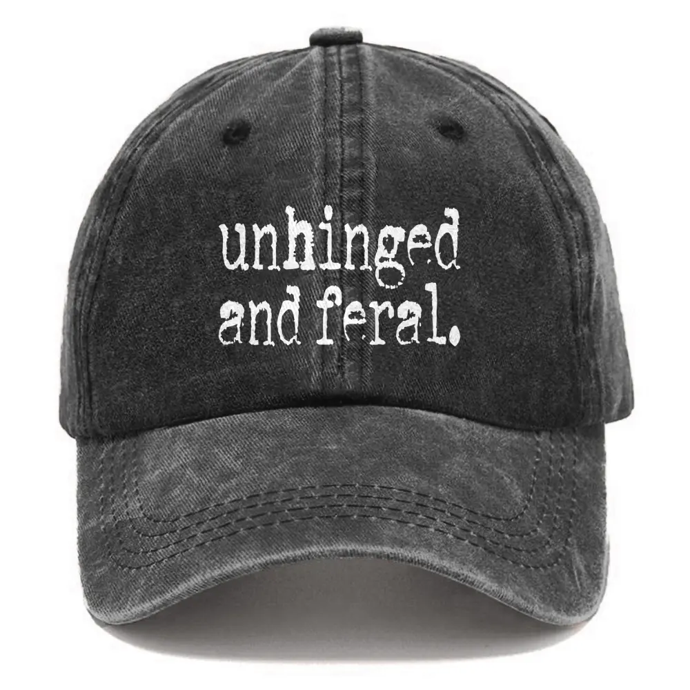 Washed Baseball Cap Unhinged and Feral Print Hat Retro Adjustable Dad Hats Gift for Men/Women, Unstructured/Cotton