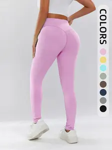 New Women's Solid Color Sporty Leggings, Breathable Comfort Yoga Pants, Ideal for Gym and Workouts, Elastic Fitness Bottoms, Tight Yoga Underwear