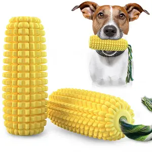 Tough Corn Dog Chew Toy| Bite-Resistant Dental Teething Toy & Interactive Rope Toothbrush for Aggressive Chewers