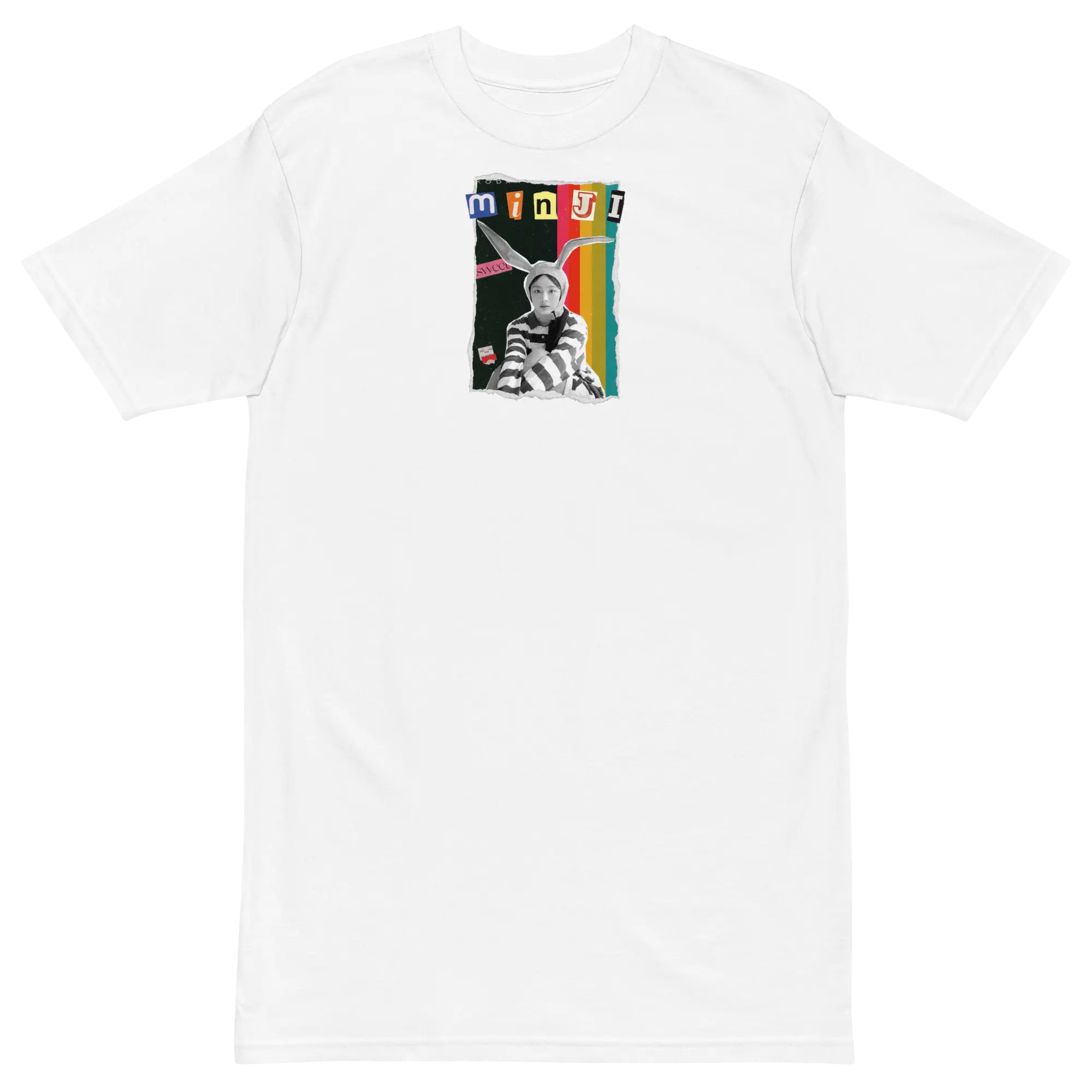 NewJeans (Minji) How Sweet Member Collage Cut Out Ador K-POP Unisex 100% Premium White T-Shirt Limited Edition Classic Collar Cotton