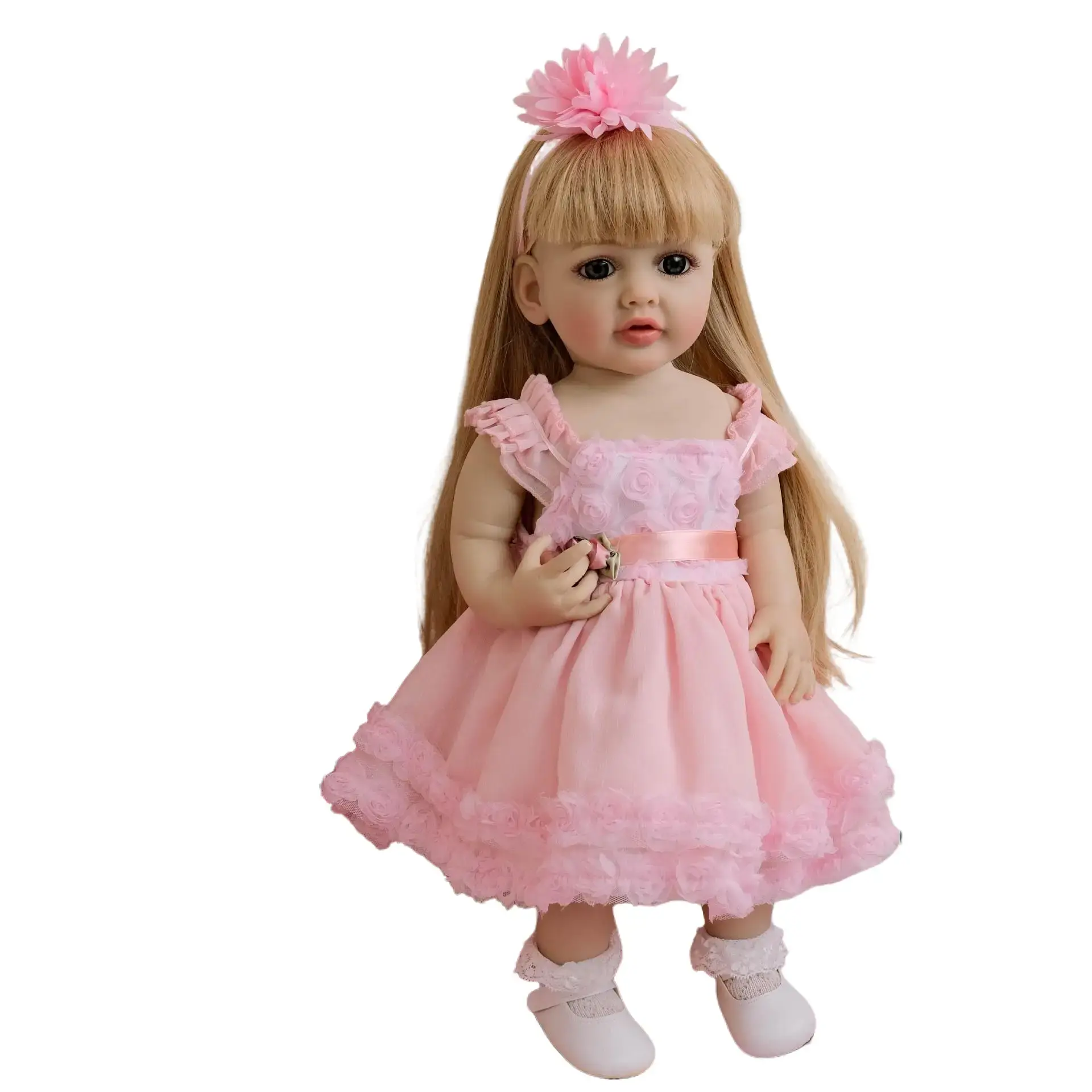 22inch Princess Girl Realistic Vinyl Rapunzel Reborn Doll with Accessories Full Body Silicone Soft Touch Valentine's Day Reborn Dolls for Girl Kids and Women Gift