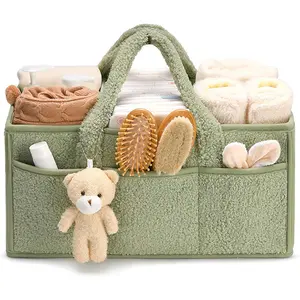 Diaper Caddy Organizer Baby Caddy Organizer with Handle Nursery Storage Bin and Car Storage Basket for Diapers, Wipes, Newborn Necessities Baby Shower Gifts