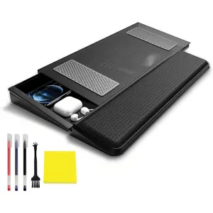 Computer Keyboard Stand with Wrist Rest & Storage Tray - Acrylic Keyboard Riser for Office Desk Accessories Decor, Ergonomic Keyboard Holder for Home Comfortable Typing - Fits All Keyboard Sizes