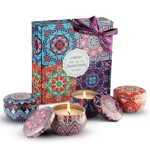 LoveryGifts Soy Scented Candles - 5pc Aromatherapy Tin Can Candle Gift