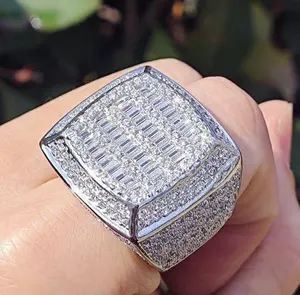 CN | Men's Square-Cut Full Iced Baguette & Round Statement Ring (Size 8)