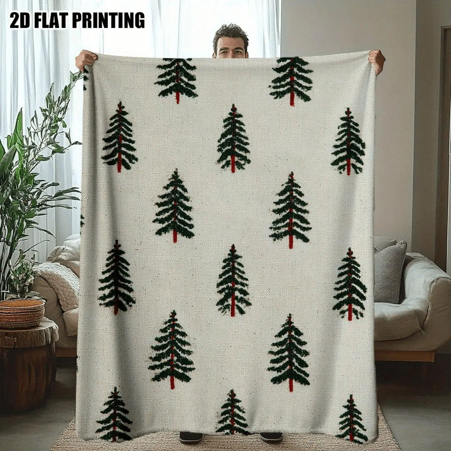 Mid-Century Modern Throw Blanket & Bedspread Suitable for - Soft Warm Flannel Bedspread with Mustard Yellow Terracotta & Olive Green Patterns - Cozy Bedding for Sofa Couch Travel, Decorative Gift for Living Room, Machine Washable Warm Bedspread