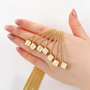 Dainty Pave Letter Necklace by Caitlyn Minimalist - 18K Gold Plated Initial Necklace - Custom Diamond Letter Pendant Necklace with Mirror Chain - Everyday Layering Necklace - Personalized Jewelry - Gift for Her chain