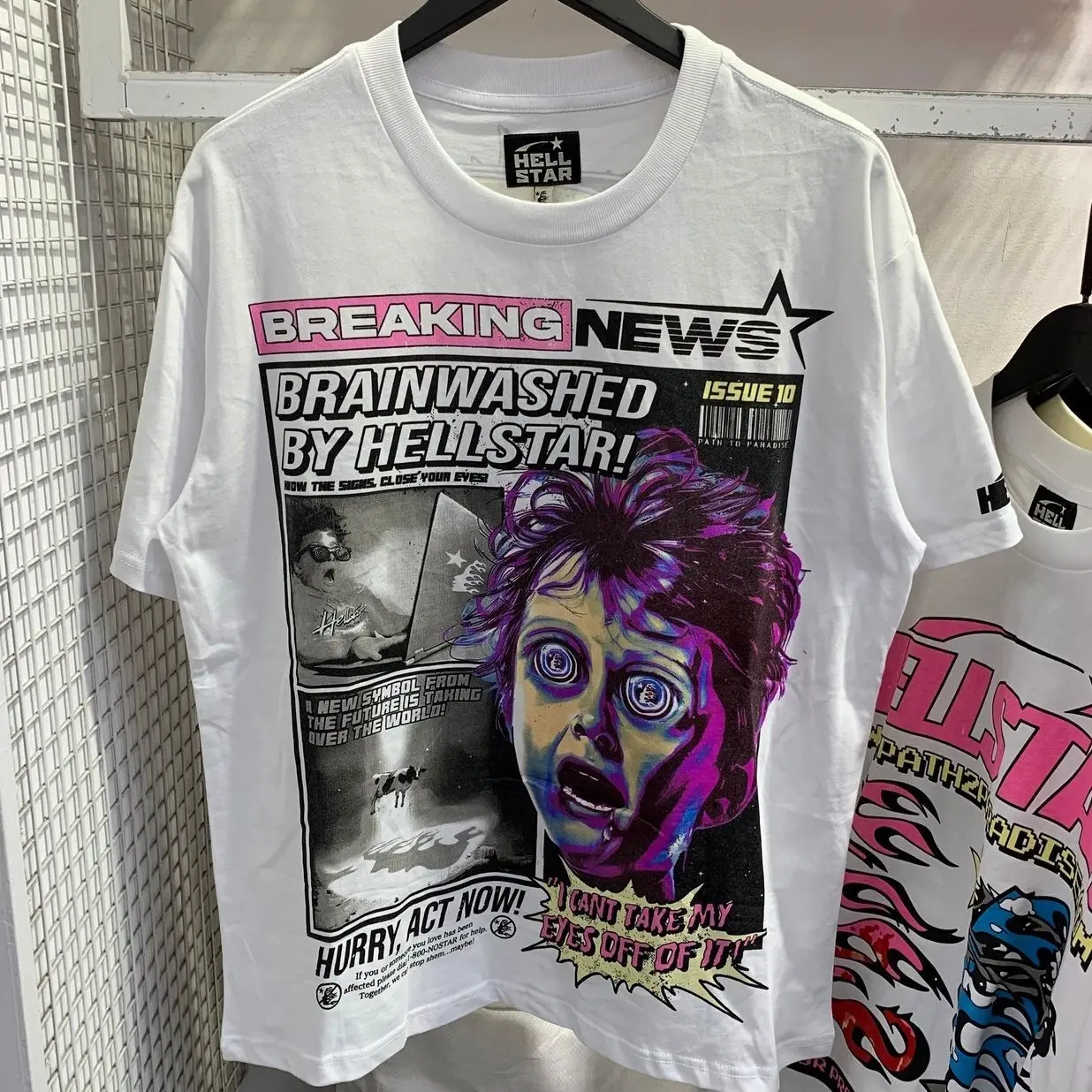 Hell-star Breaking News T-Shirt Vintage Shirt Streetwear Shirt Unisex Cotton Crewneck Shirt QUD