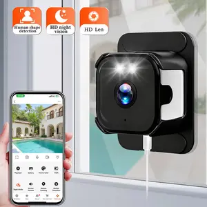 Window Cam - HD Dual Band WiFi Indoor Window Security Camea,Glass-Mount No-Drill Install,Clear Outdoor / Indoor View Through Window,Color Night Vision,AI Motion Detection,Angle Mount Included,Easy Setup for Home & Apartment