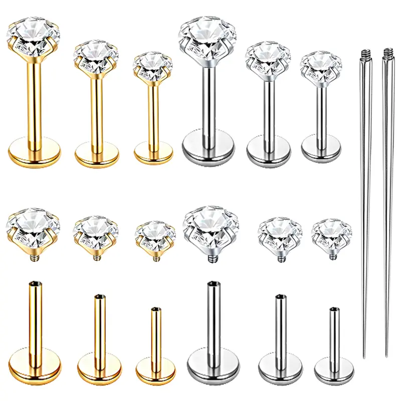 QQTDFG 2Pcs Stainless Steel Labret Lip Ring Helix Earring Lip Piercing Jewelry 6/8/10mm-1.2mm(16g)*10mm