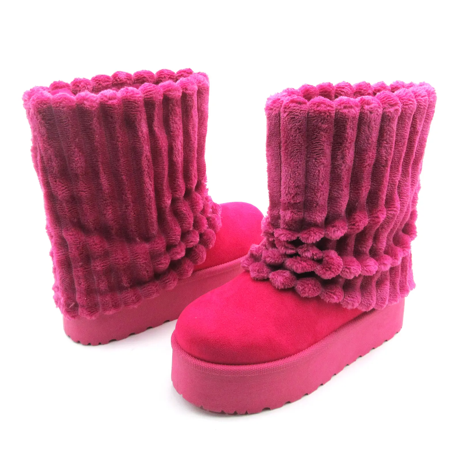 Women's Cute Winter Boots - Cruelty-Free Faux Suede Plain Mid-Calf Fold-Over 2.16in Platform Casual Shoes, Faux Fur Warmth, Anti-Slip EVA Outsole, Round Toe, Indoor & Outdoor Footwear
