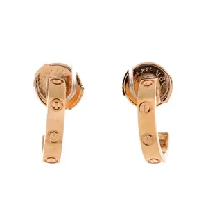 Pre-owned Cartier Love Hoop Earrings 18K Rose Gold Small by Rebag