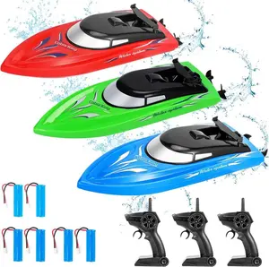 RC Boat, 3PACK High Speed Remote Control Boat for Adults, 10km/h 2.4G Boats for Pools and Lakes, Rechargeable Battery Included Durable