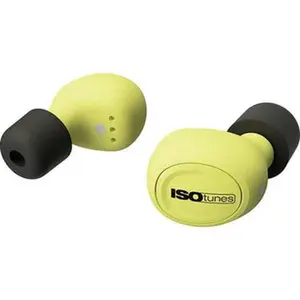 ISOtunes Reusable Type Audio Earplug - Work Safety Hearing Protection & Communication Device, 22 dB Noise Reduction, Bluetooth Radio, Yellow Cup, Black Plug, Model IT-12