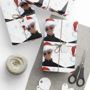 Anime Wrapping Paper – Gojo Satoru Jujutsu Kaisen Christmas Gift Wrap, JJK Manga Style Holiday Wrapping Paper for Anime Fans, Otaku Gift Wrap for Him and Her