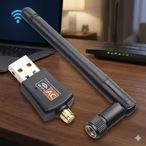 AC600 Mini USB WiFi Adapter Dual Band 2.4G/5GHz Wireless Network Card with Antenna for Desktop Laptop, Compatible with Windows Mac Linux