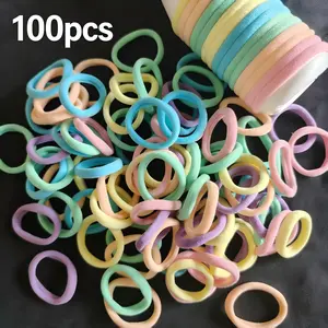 100/50 Pcs Kids Hair Ties Seamless Cotton Baby Hair Elastics 5 Colors Soft High Stretch Ponytail Holders for Girls Durable Stretchy Mixed Colors