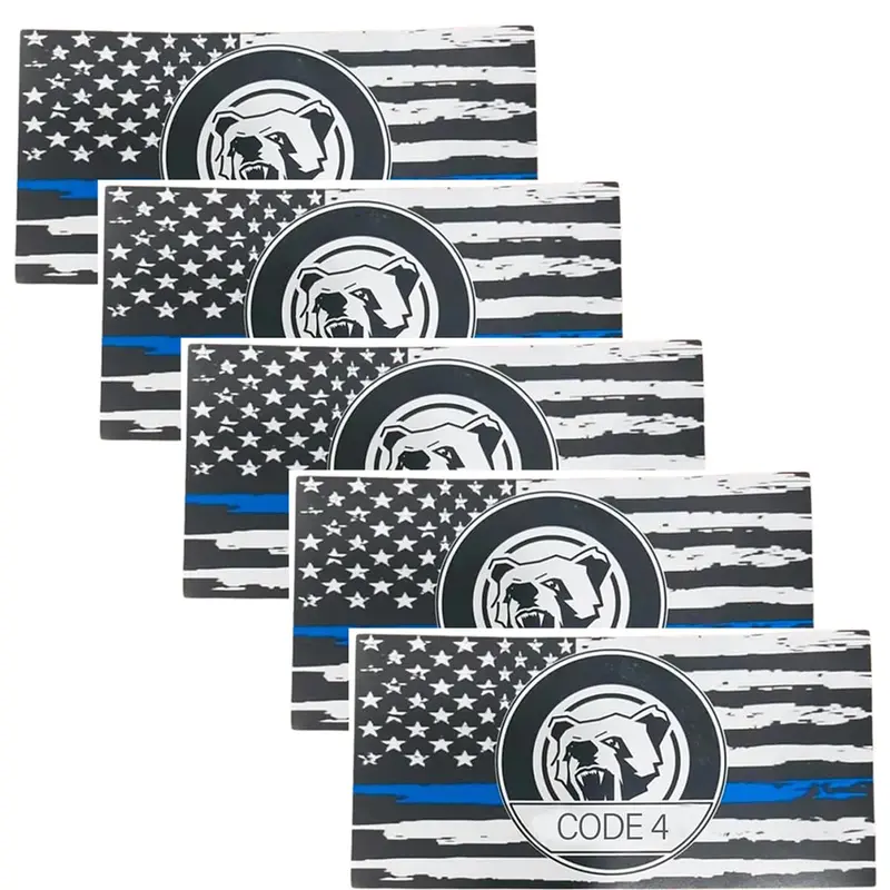 10 Packs Thin Blue Line Sticker - Code 4, Thin Line Flag Car Decal, Police Support Stickers - American Flag Thin Blue Line Decal for Cars, Trucks, Windows, Laptops