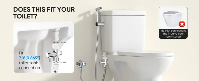 Bidet Sprayer for Toilet, Stainless Steel Bidet Sprayer Kit, Easy Install Toilet Bidet Attachment for Personal Hygiene and Cleaning, Toilet Bidet Sprayer with Bidet Hose for Feminine Wash