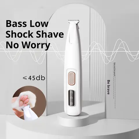 Rechargeable Pet Grooming Clipper Set for Small Dog & Cat - Silent Low-Noise Waterproof Shaver with LED Light & Cordless Design for Easy Nail & Ear Trimming