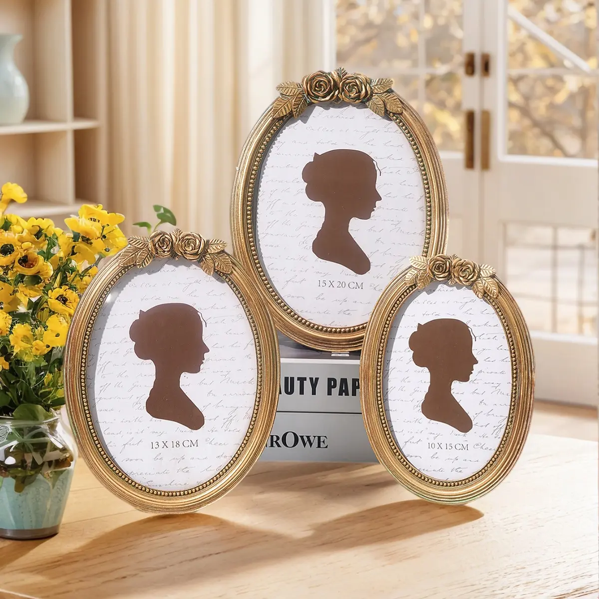 Modern Creative Resin Oval Rose Frame Photo Frame Picture Frame, Multiple Styles Available, Simple Home Desktop Decor, Bedroom Office Desk Decoration, Modern Glam Frame
