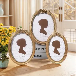 Modern Creative Resin Oval Rose Frame Photo Frame, Multiple Styles Available, Simple Home Desktop Decor, Bedroom Office Desk Decoration, Modern Glam Frame