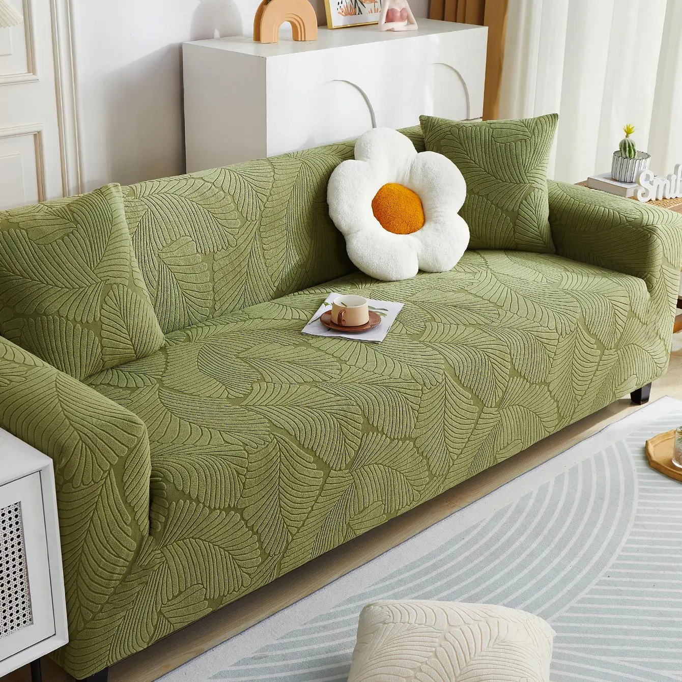 Floral Print Stretch Sofa Cover, 1 Count Elastic Washable Sofa Slipcover, Sofa Protector for Home Living Room, Sofa Protector for Home Living Room, Couch Covers, Stretchable Sofa Cover