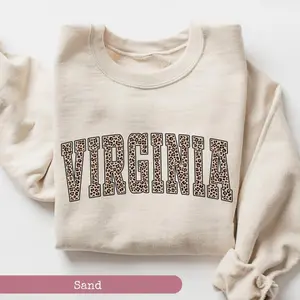 Leopard Virginia Sweatshirt, Virginia Sweatshirt, Virginia Sports Fan Gift, University Student Gift, College Sweatshirt, Virginia State