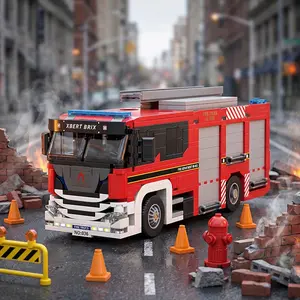 Build Your Own Fire Truck! 703 Piece City Fire Truck Building Set, Realistic Emergency Rescue Model, Immersive Experience for Fire Enthusiasts