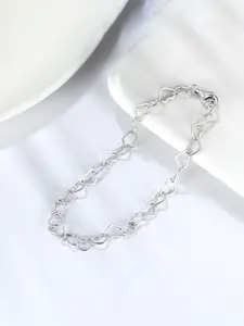 S925 Sterling Silver Heart Chain Bracelet Couple Bracelet, Love Heart Hollow Out Daily Wear Gift for Lovers, Fashion Wedding Party Accessories