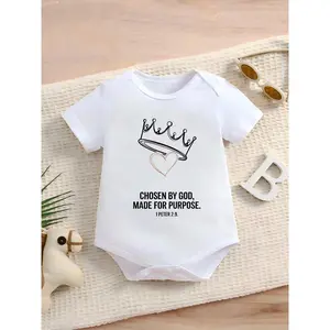 Chosen By God Baby Onesie - Summer Comfortable Pure Cotton Bodysuit with Crown and Heart Design, Inspirational 1 Peter 2:9 Quote - Ideal Gift for Easter, Baby Showers, New Parents and Religious Celebrations, Perfect for Outdoor