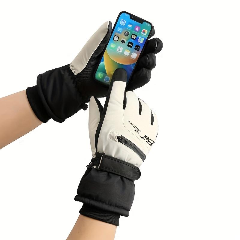 Ski gloves for women, warm and insulated, touchscreen compatible, waterproof, suitable for cycling, outdoor activities, and snow sports; also available for men, windproof, and with thickened fleece lining for winter use.