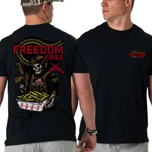 Freedom Fries Tactical Skull Soldier Graphic Shirt Military Humor Patriotic Ammo Style T Shirt Bold Streetwear Casual Outfit, freedom fries shirt, tactical skull tee, military humor shirt, patriotic graphic tee, ammo style shirt